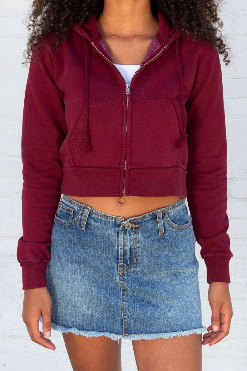 Sweat a Capuche Brandy Melville Crystal Bordeaux | QEX-88323594